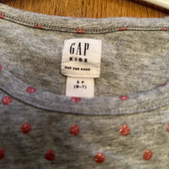 GAP. Size S (6-7 girls). Grey with glitter polka dots swing dress. - Picture 2 of 5